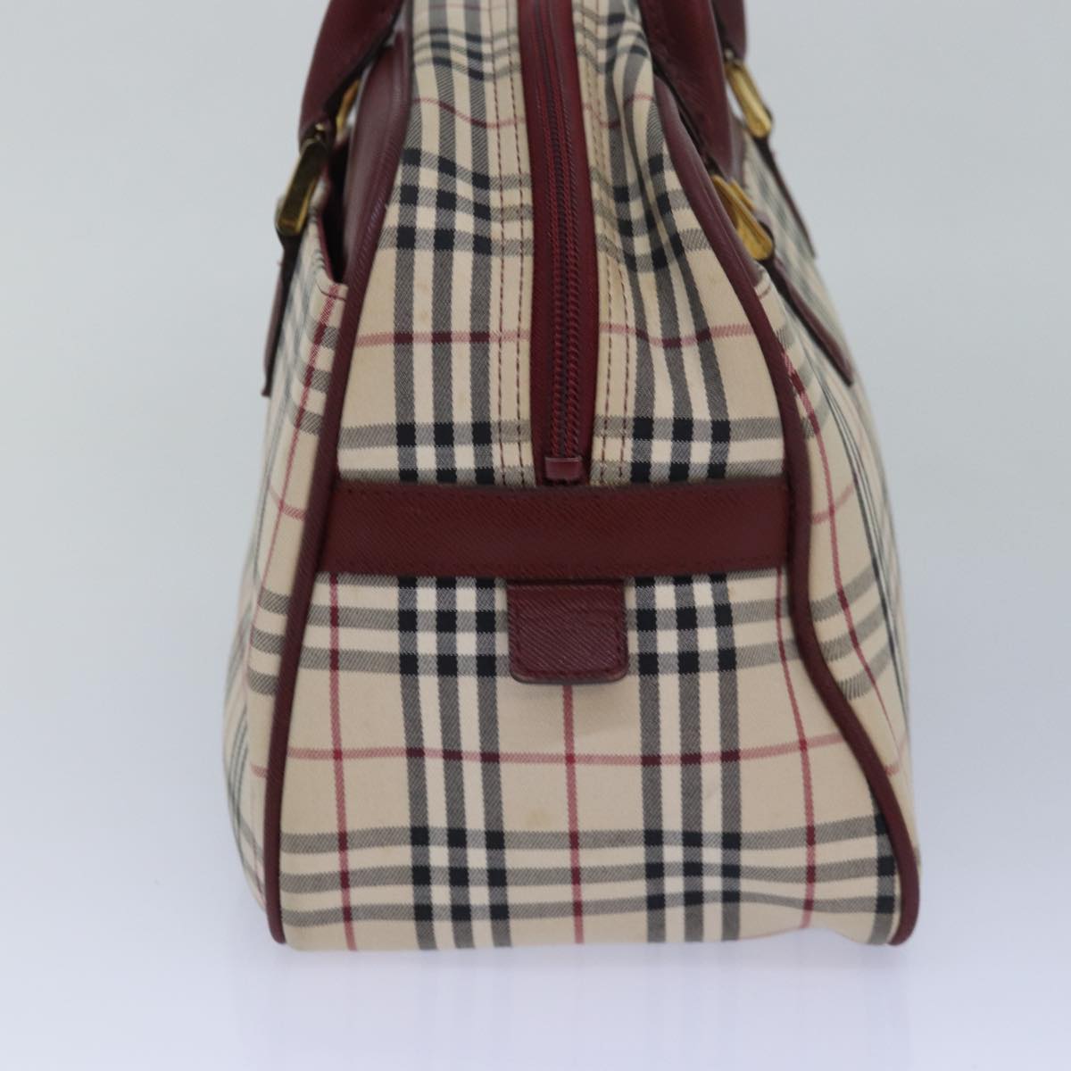 BURBERRY Nova Check Boston Bag Canvas Beige Auth 81663