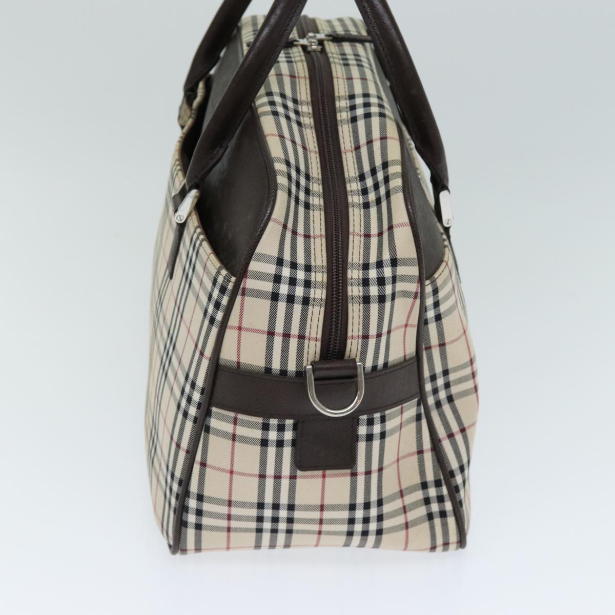 BURBERRY Nova Check Boston Bag Canvas Beige Auth 81664