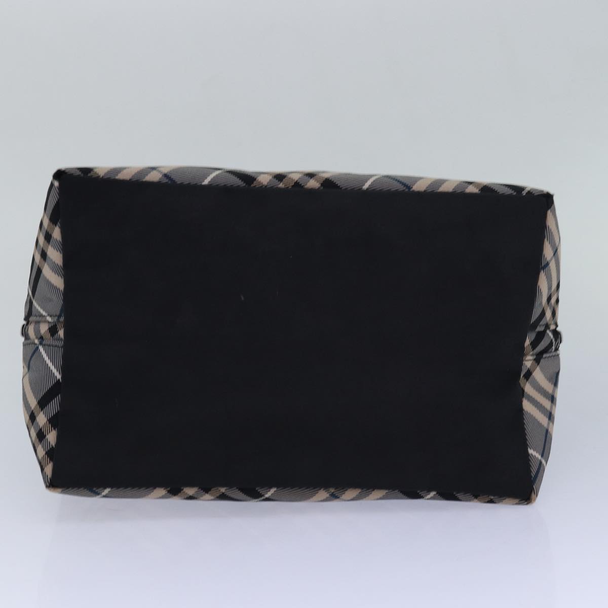 BURBERRY Nova Check Blue Label Hand Bag Nylon Gray Black Auth 81668