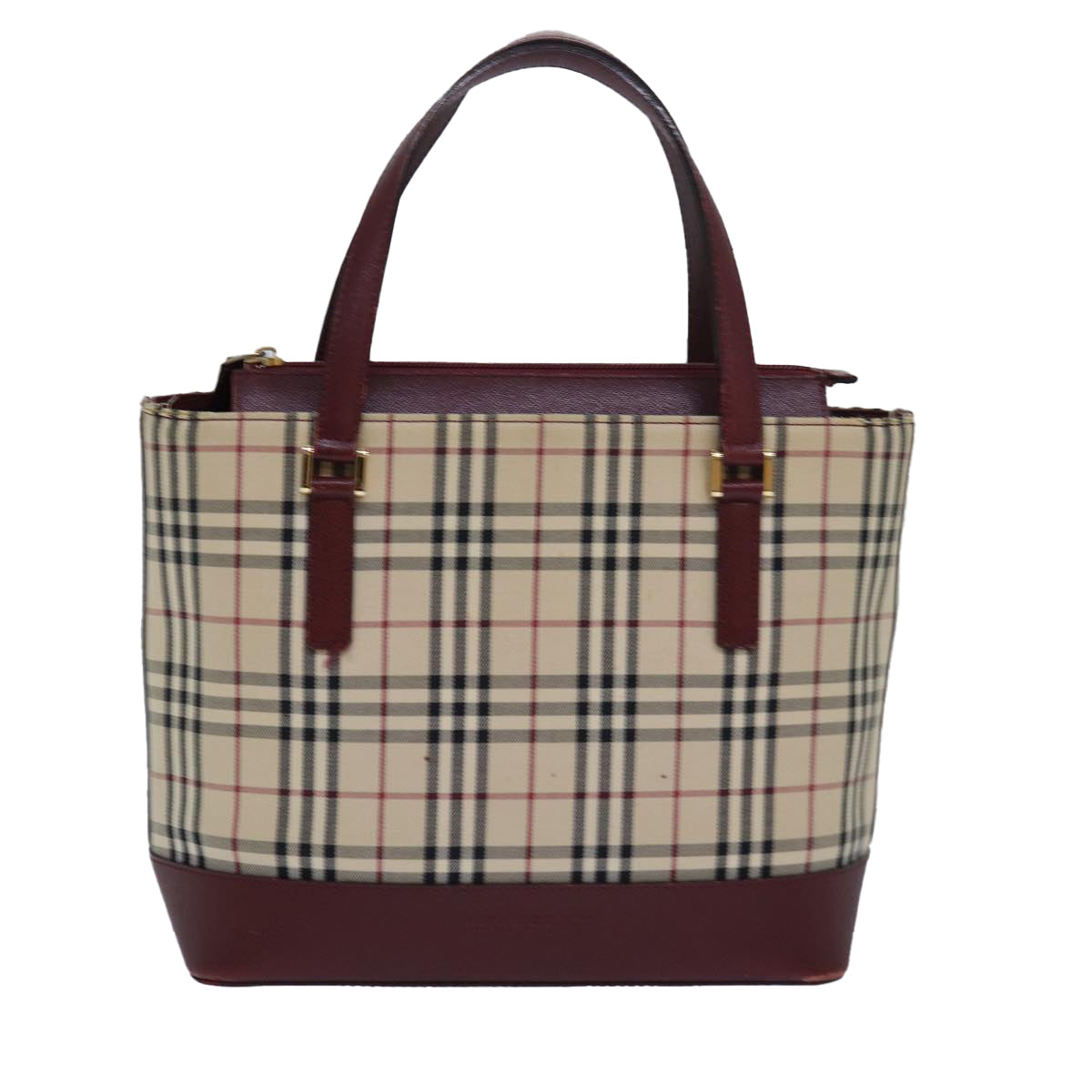 BURBERRY Nova Check Hand Bag Canvas Beige Auth 81669