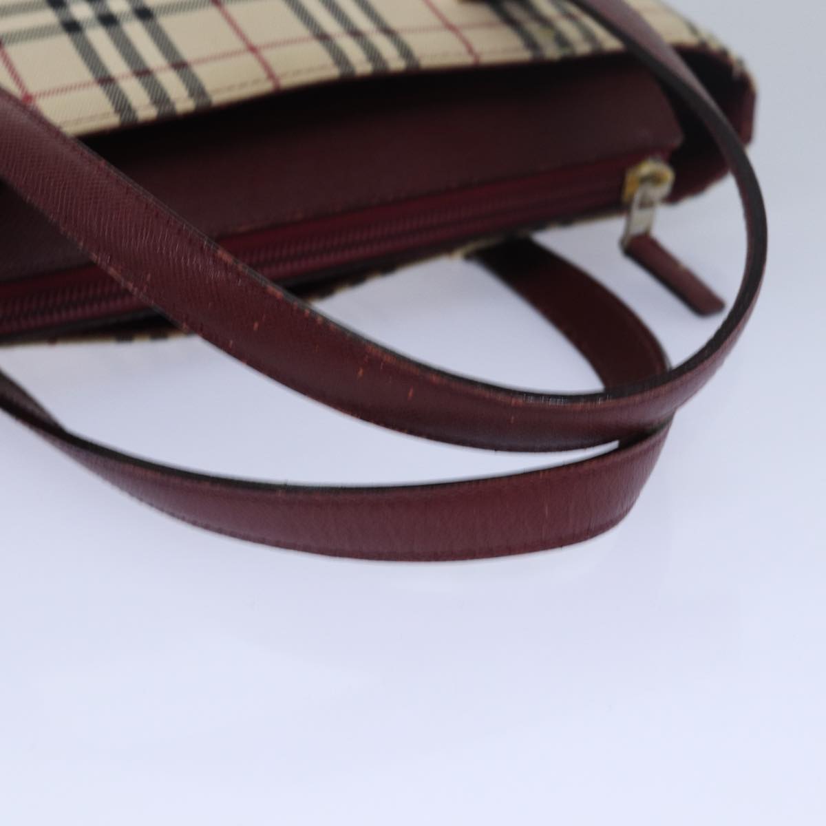 BURBERRY Nova Check Hand Bag Canvas Beige Auth 81669