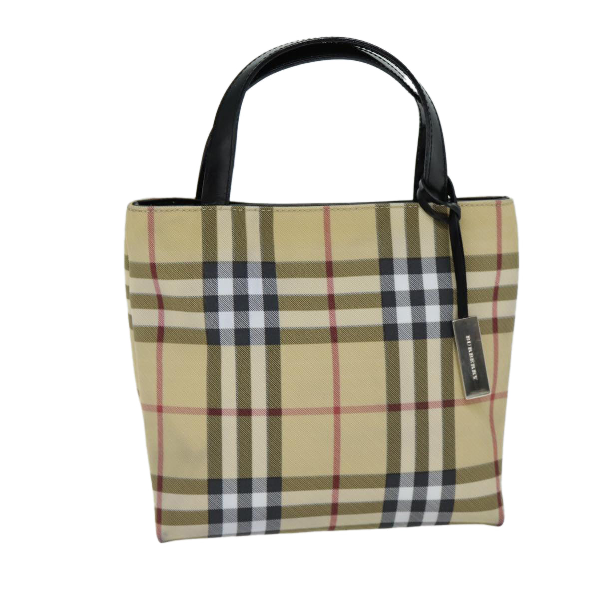 BURBERRY Nova Check Hand Bag pvc Beige Auth 81670