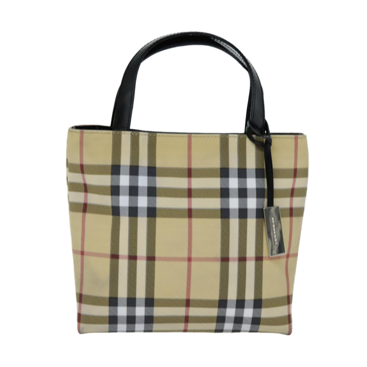 BURBERRY Nova Check Hand Bag pvc Beige Auth 81670 - 0