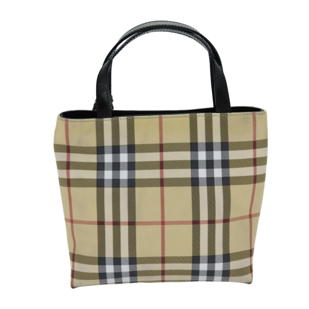 BURBERRY Nova Check Hand Bag pvc Beige Auth 81670