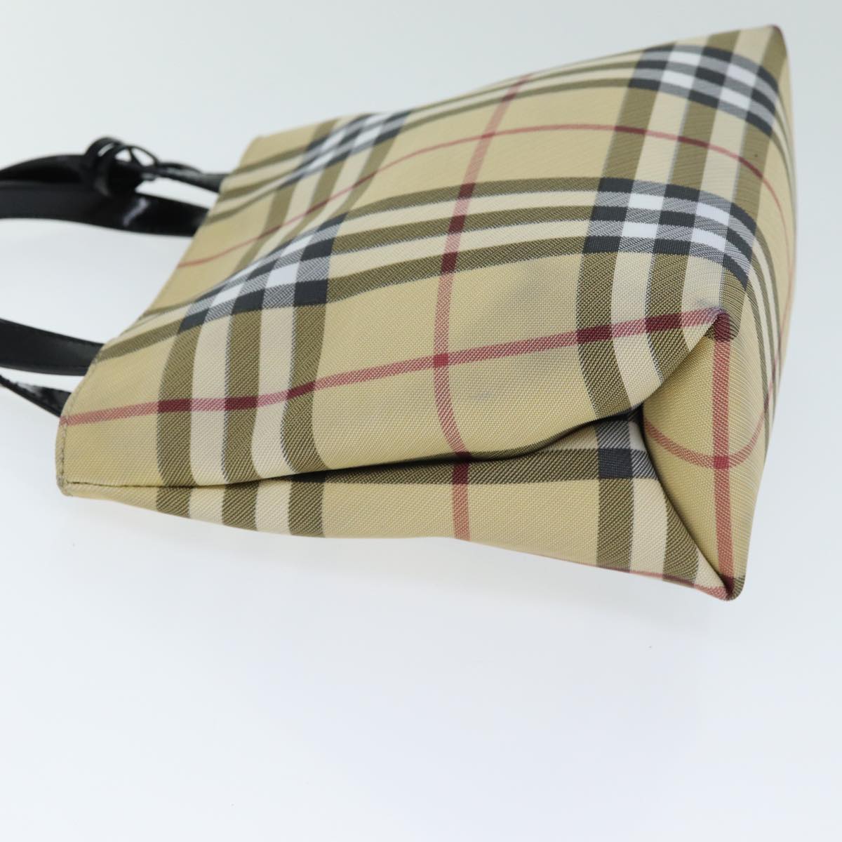 BURBERRY Nova Check Hand Bag pvc Beige Auth 81670