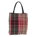 BURBERRY Nova Check Handtasche Canvas Rot Auth 81671-1