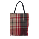 BURBERRY Nova Check Hand Bag Canvas Red Auth 81671-2