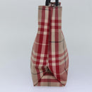 BURBERRY Nova Check Hand Bag Canvas Red Auth 81671-4