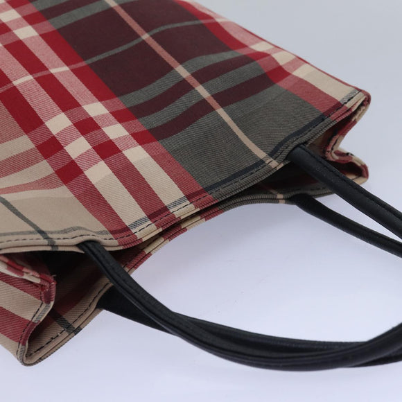 BURBERRY Nova Check Handtasche Canvas Rot Auth 81671