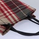 BURBERRY Nova Check Hand Bag Canvas Red Auth 81671-6