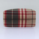 BURBERRY Nova Check Handtasche Canvas Rot Auth 81671-5
