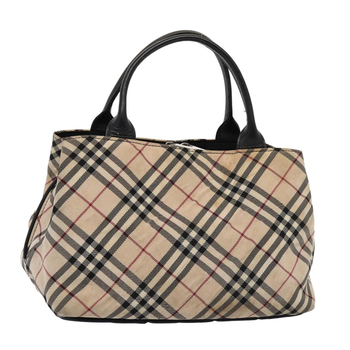 BURBERRY Nova Check Blue Label Hand Bag Nylon Beige Auth 81674