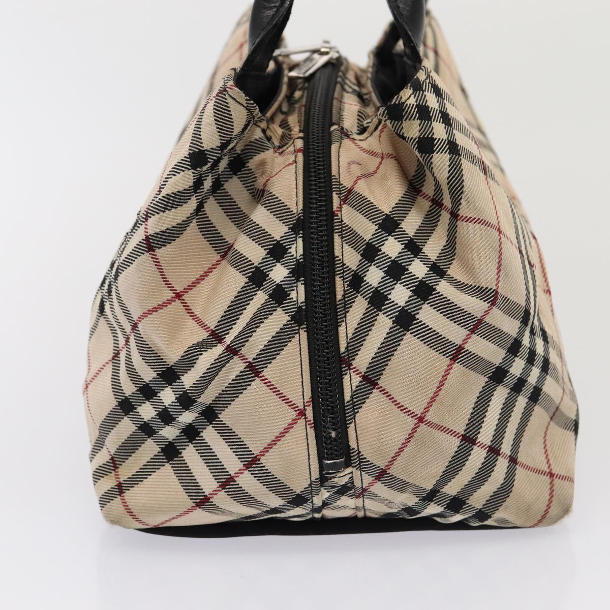 BURBERRY Nova Check Blue Label Hand Bag Nylon Beige Auth 81674