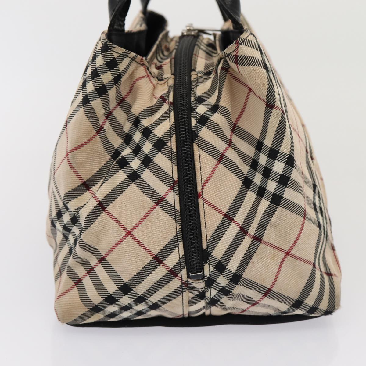 BURBERRY Nova Check Blue Label Hand Bag Nylon Beige Auth 81674