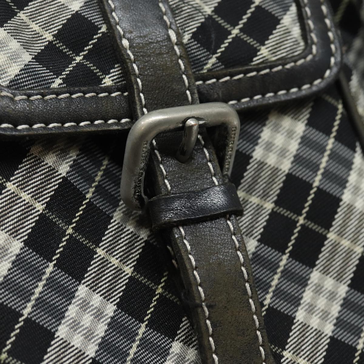 BURBERRY Nova Check Blue Label Shoulder Bag Canvas Black Auth 81677