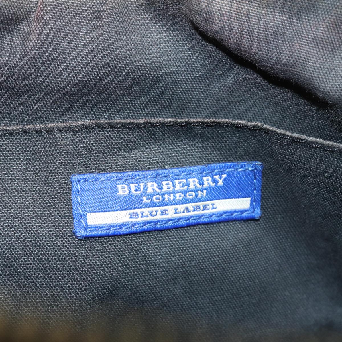 BURBERRY Nova Check Blue Label Shoulder Bag Canvas Black Auth 81677