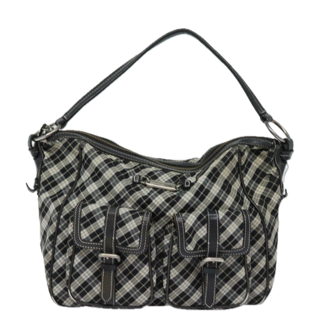 BURBERRY Nova Check Blue Label Shoulder Bag Canvas Black Auth 81677 - 0