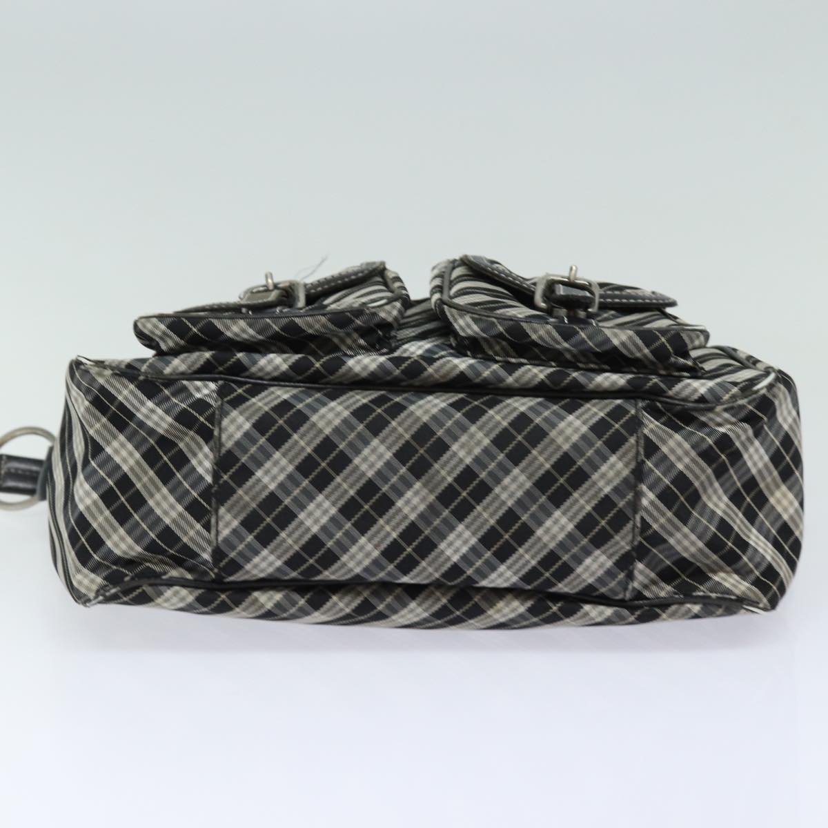 BURBERRY Nova Check Blue Label Shoulder Bag Canvas Black Auth 81677