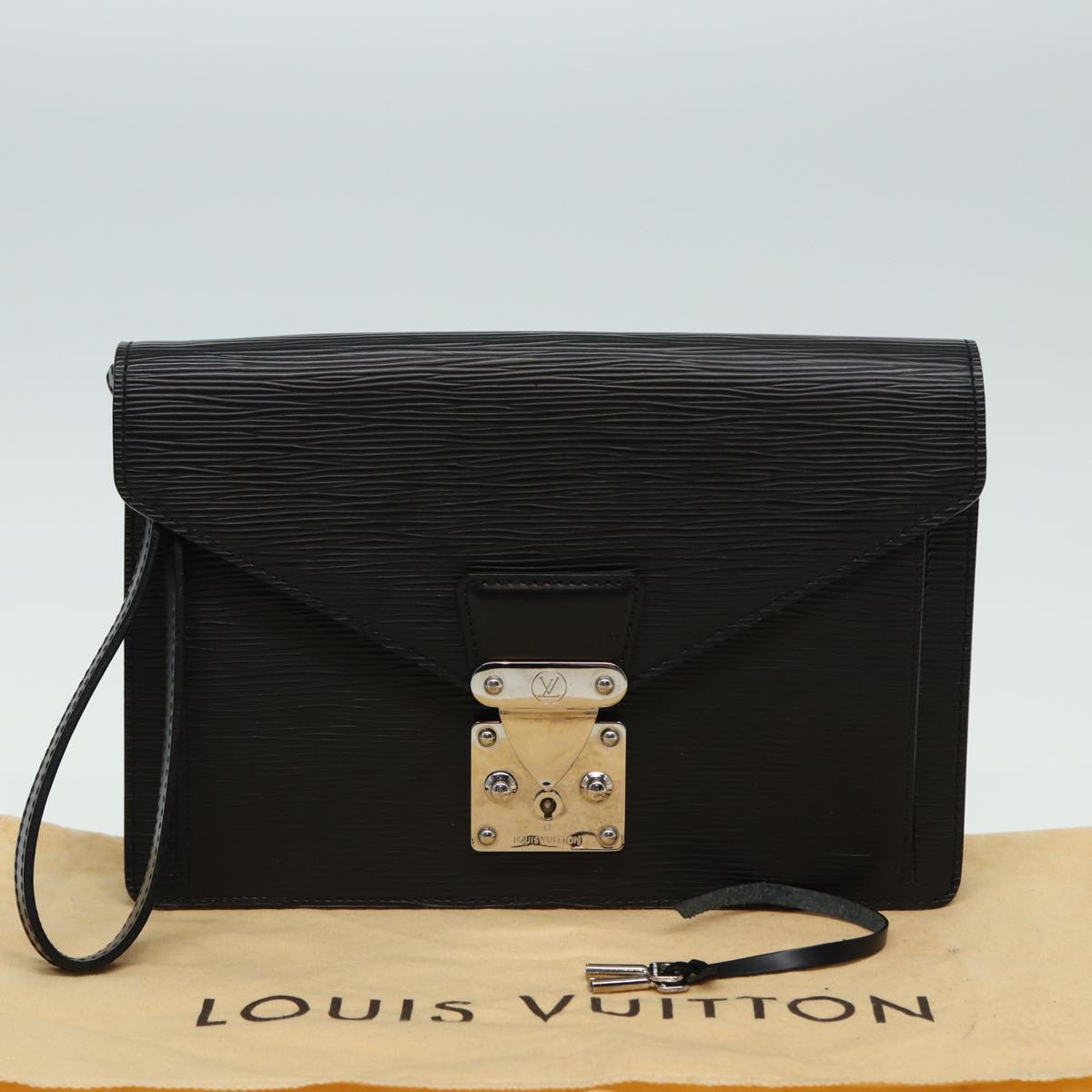 LOUIS VUITTON Epi Serie Dragonne Hand Bag Black Noir M52612 LV Auth 81695