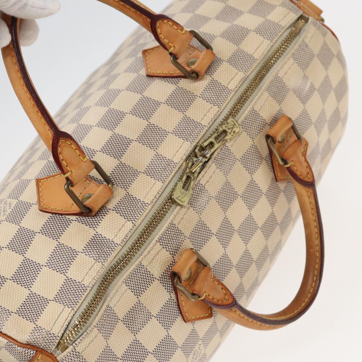 LOUIS VUITTON Damier Azur Speedy Bandouliere 30 Hand Bag 2way N41052 Auth 81706