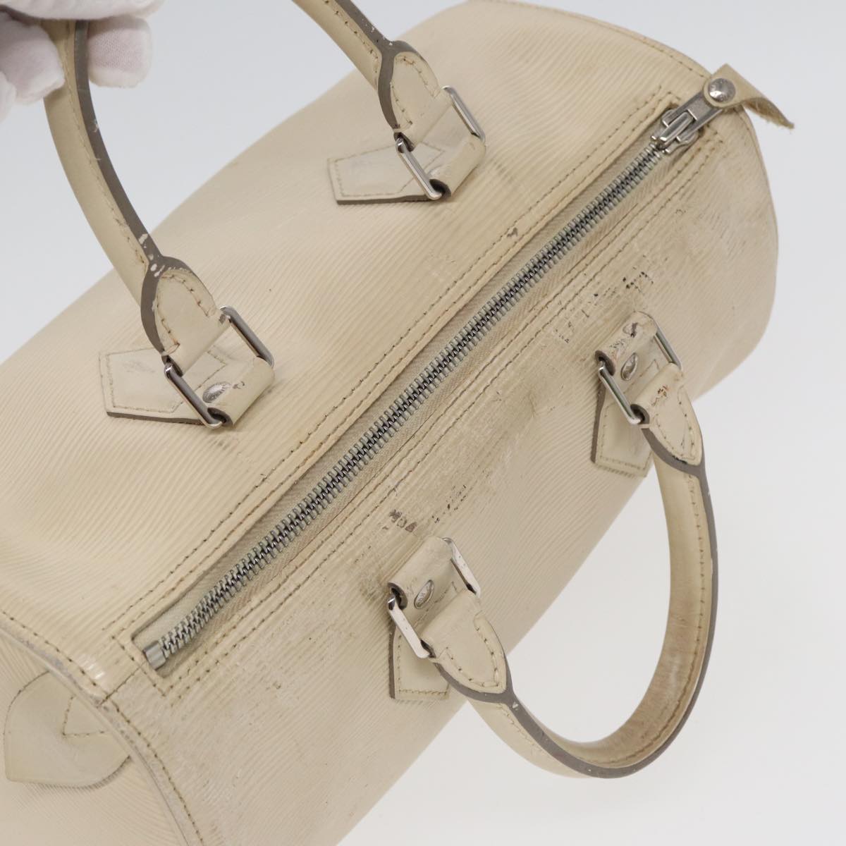 LOUIS VUITTON Epi Speedy 25 Hand Bag White Yvoire M5923J LV Auth 81763