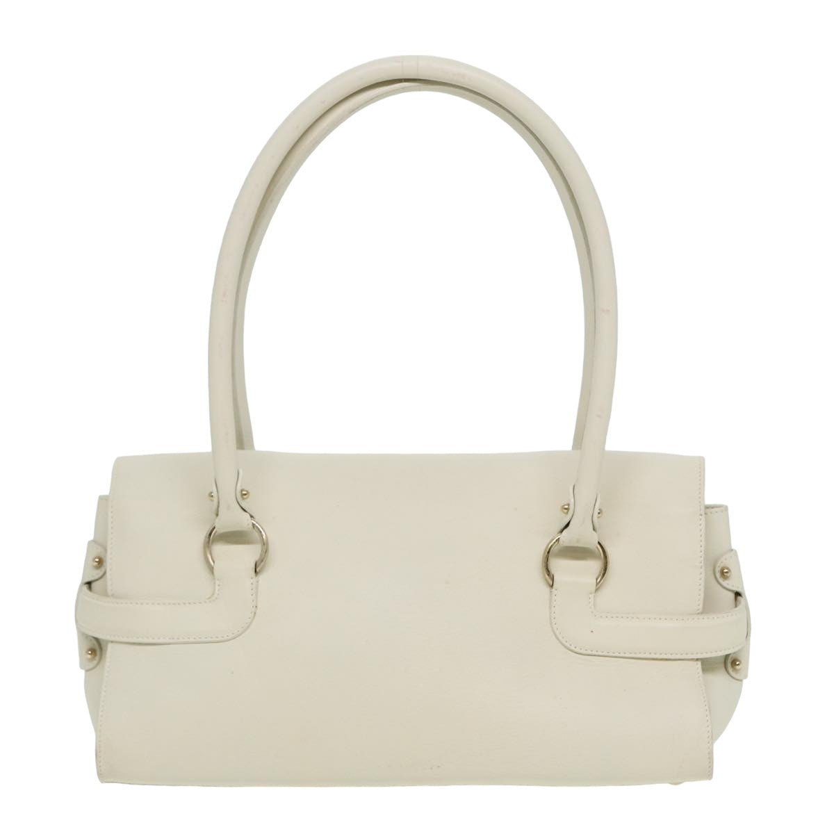 Salvatore Ferragamo Gancini Shoulder Bag Leather White Auth 81779 - 0