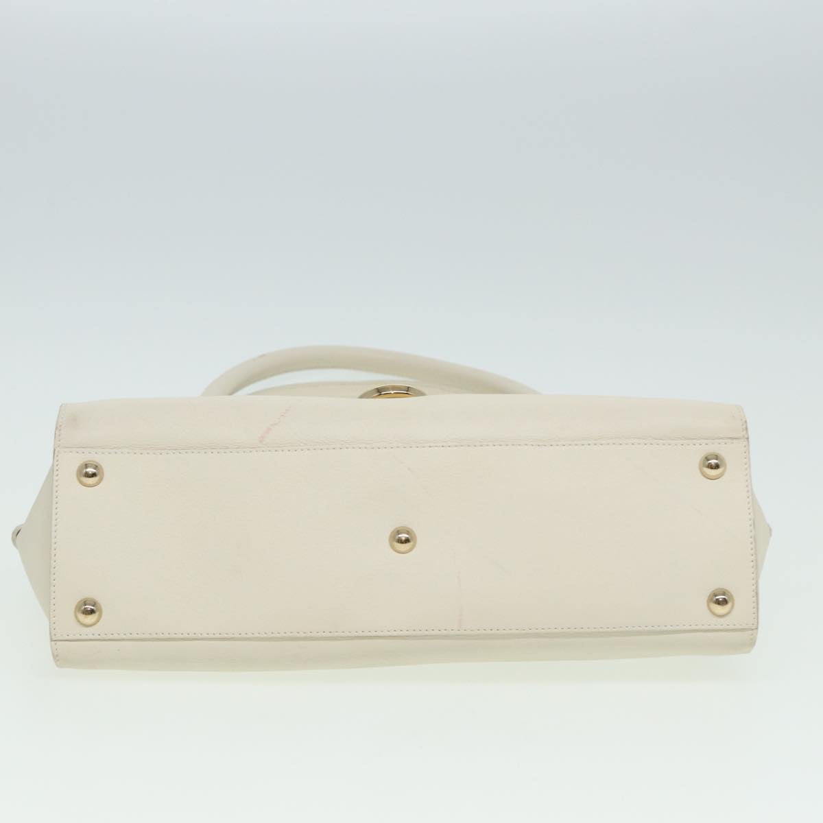 Salvatore Ferragamo Gancini Shoulder Bag Leather White Auth 81779