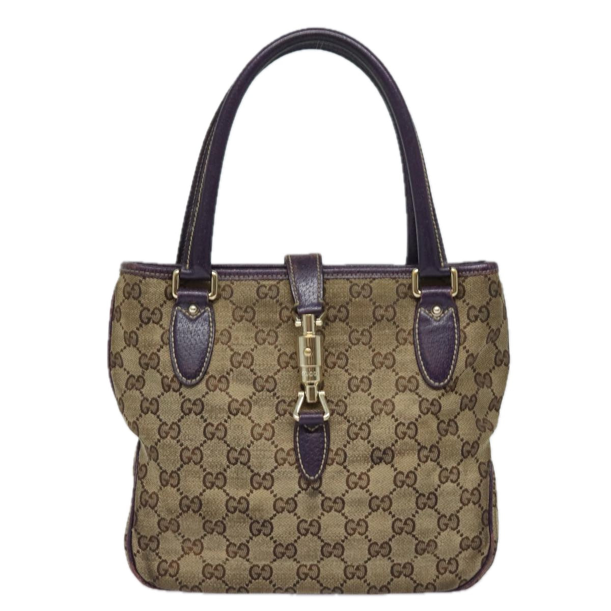 GUCCI New Jackie GG Canvas Hand Bag Beige 145817 Auth 81780