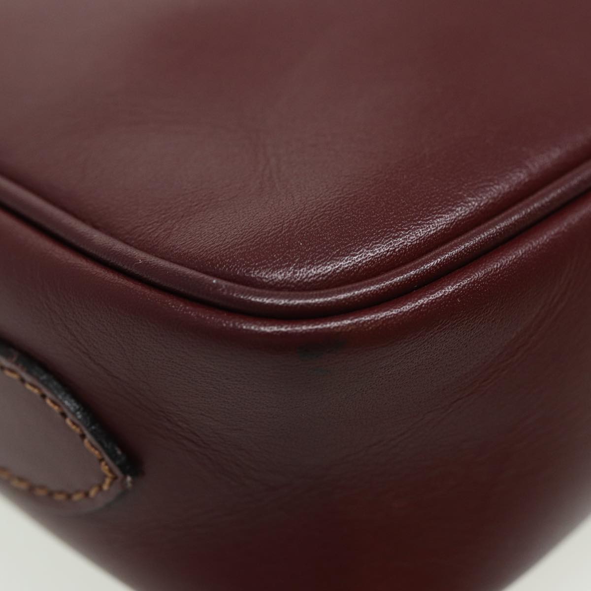 CARTIER Shoulder Bag Leather Wine Red Auth 81782