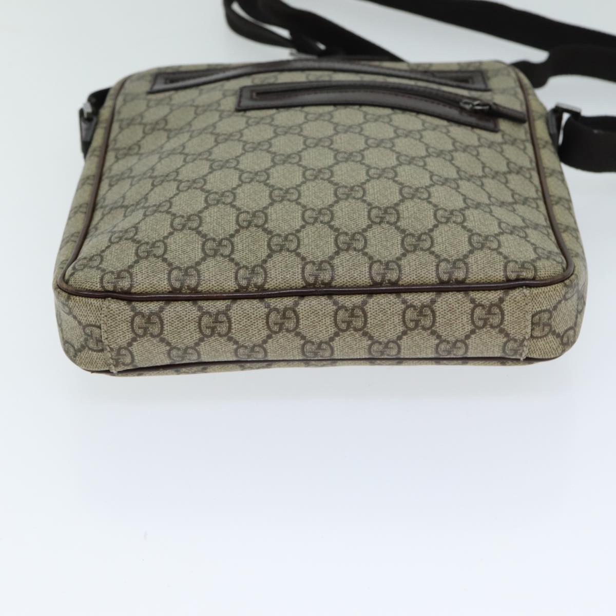 GUCCI Shoulder Bag PVC Leather Beige Dark Brown 92551 Auth 81805