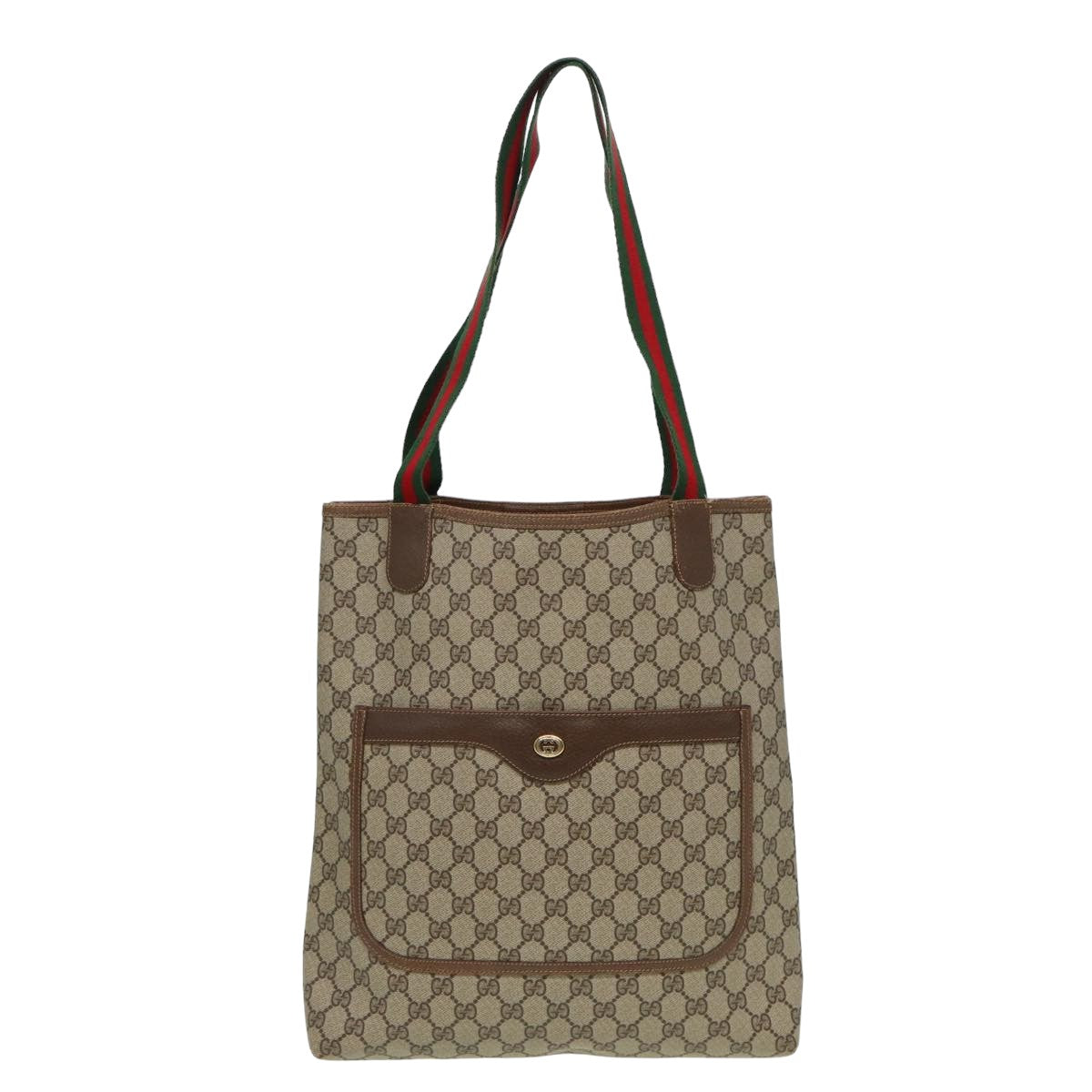 GUCCI GG Supreme Web Sherry Line Tote Bag Beige 40 02 003 Auth 81810