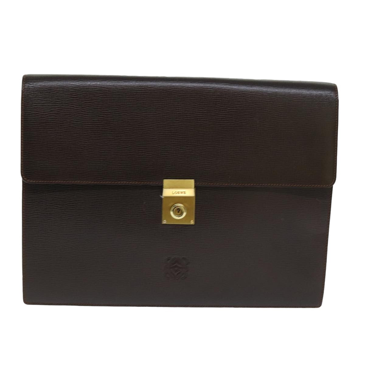 LOEWE Anagram Business Bag Leather Brown Auth 81819