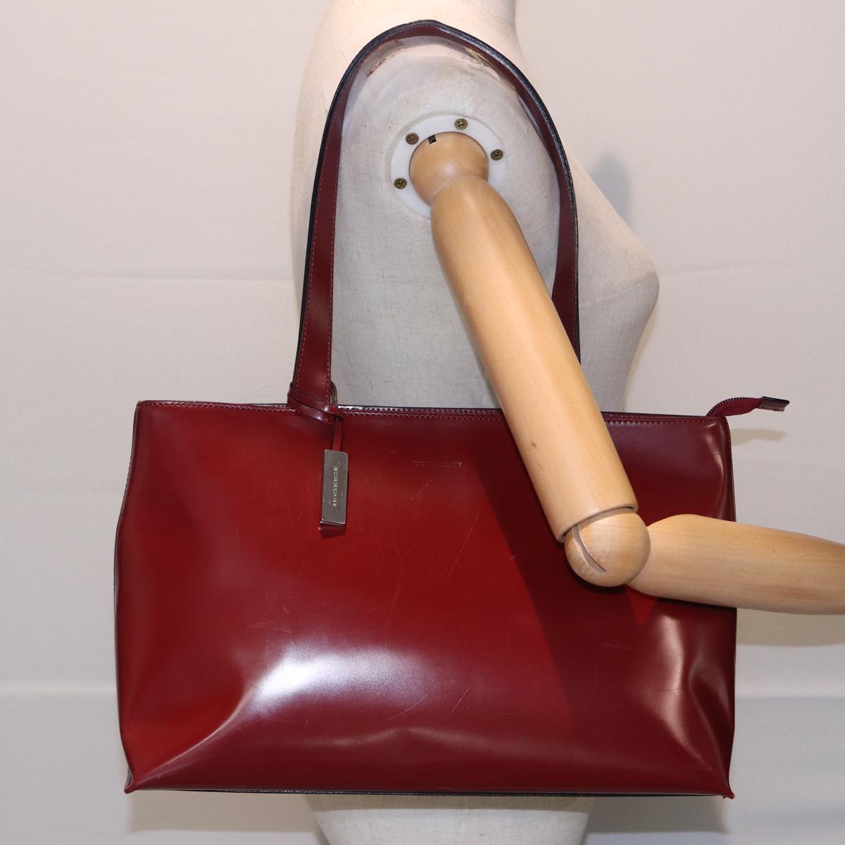 BURBERRY Tote Bag Enamel Red Auth 81822