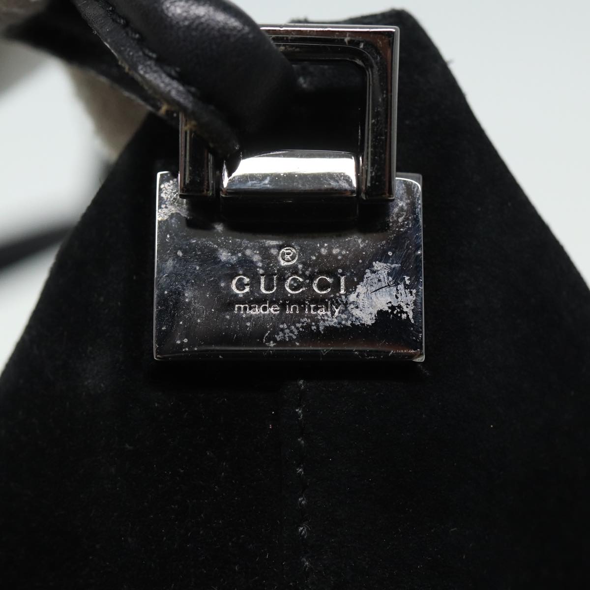 GUCCI Shoulder Bag Suede Black 001 3766 Auth 81827