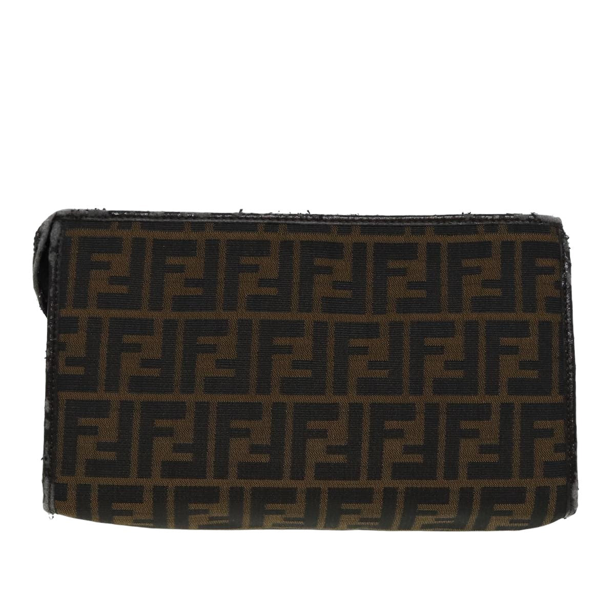 FENDI Zucca Canvas Clutch Bag Brown Auth 81841 - 0