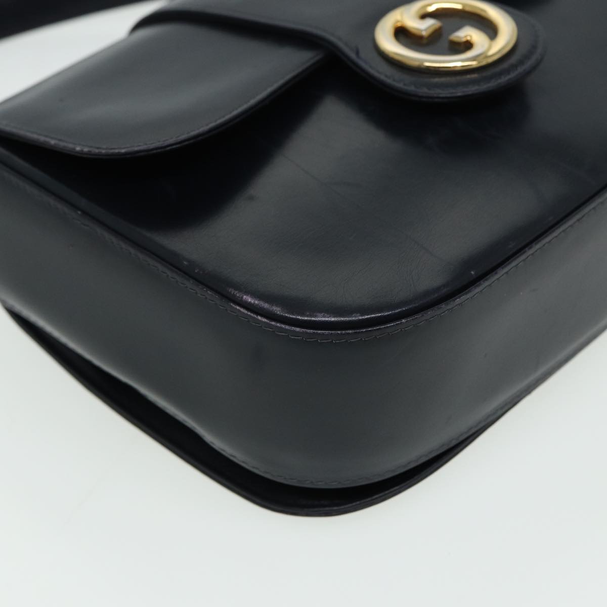 GUCCI Hand Bag Leather Black Auth 81848