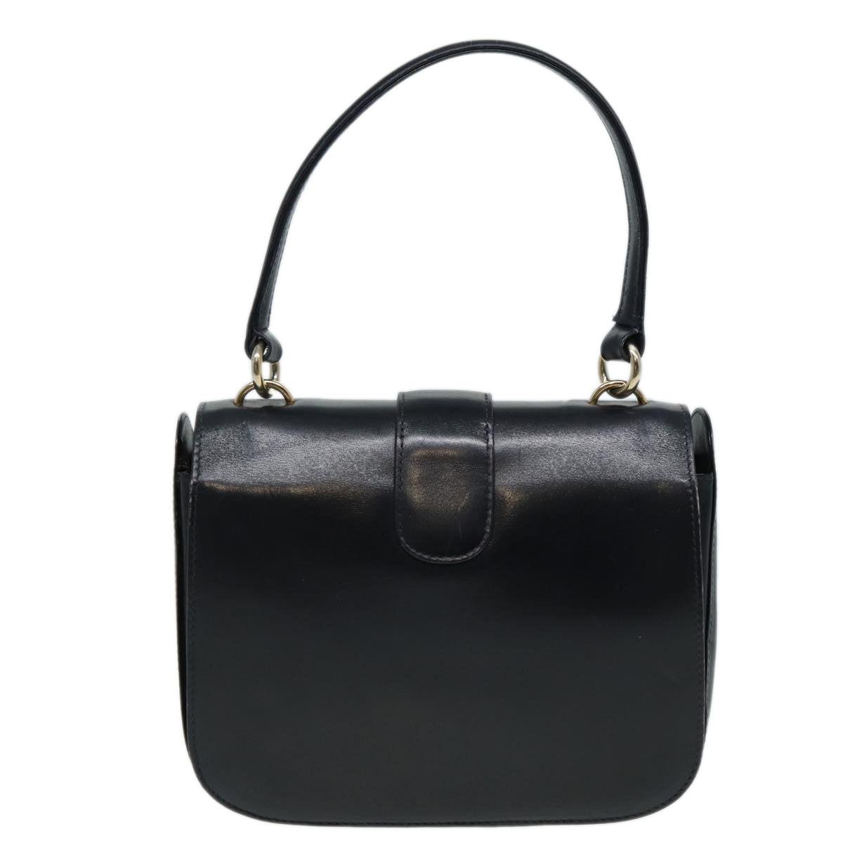 GUCCI Hand Bag Leather Black Auth 81848