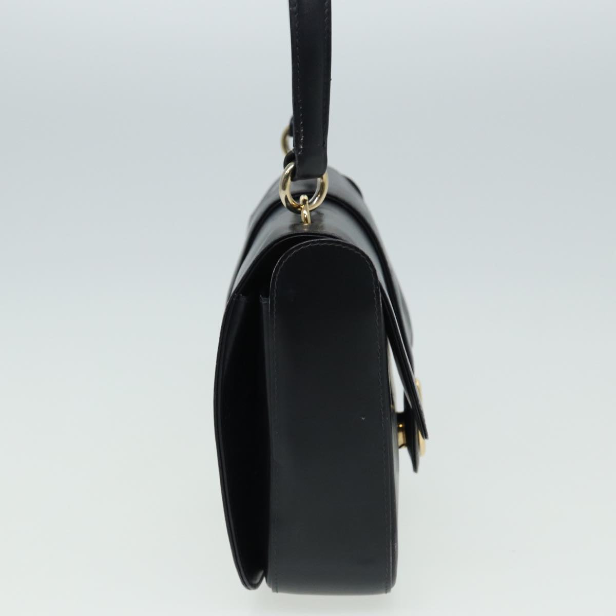 GUCCI Hand Bag Leather Black Auth 81848