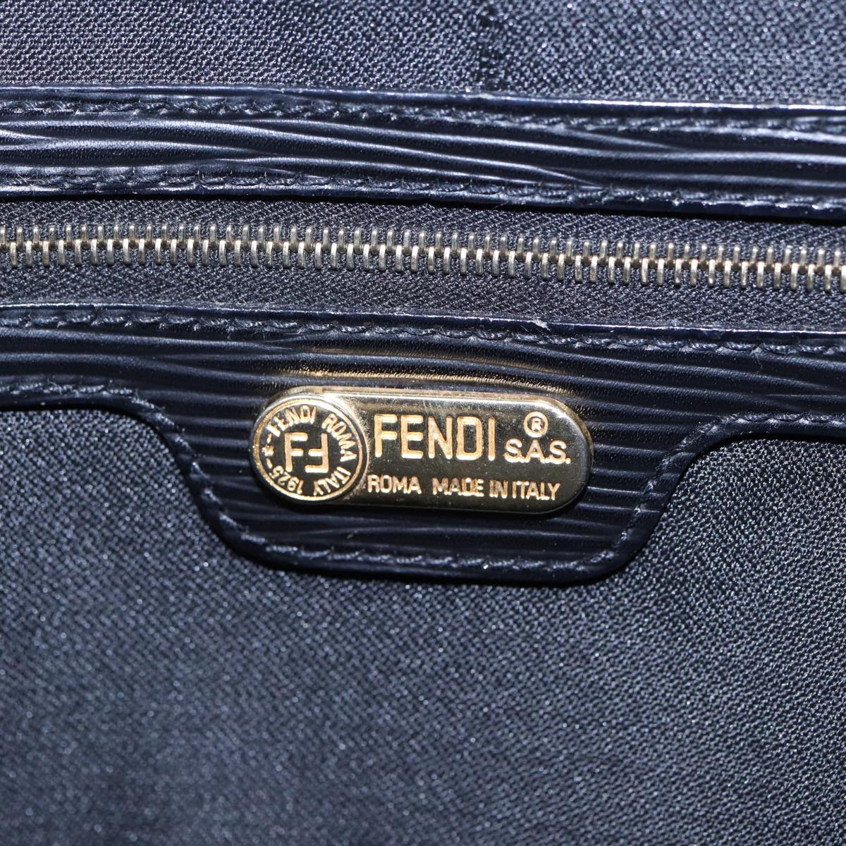 FENDI Pecan Canvas Hand Bag 2way Black Gray Auth 81862