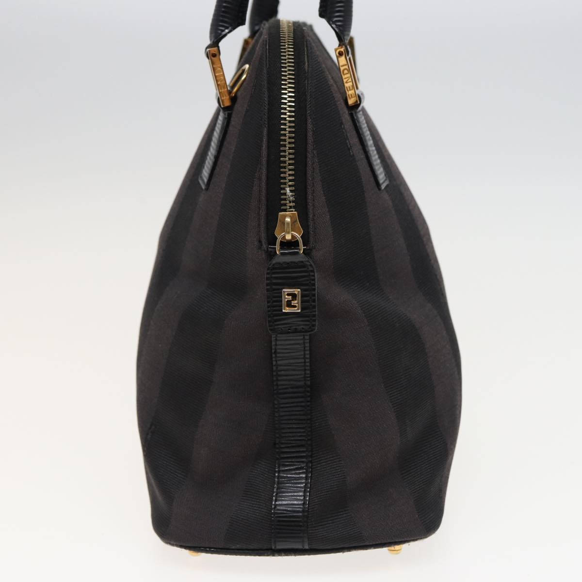 FENDI Pecan Canvas Hand Bag 2way Black Gray Auth 81862