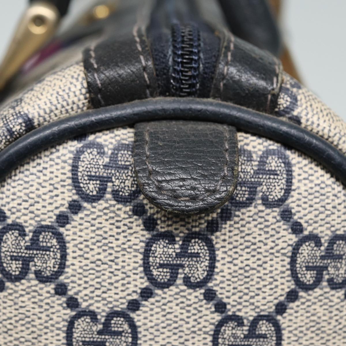 GUCCI GG Canvas Boston Bag PVC Leather Navy 40 3841 Auth 81871