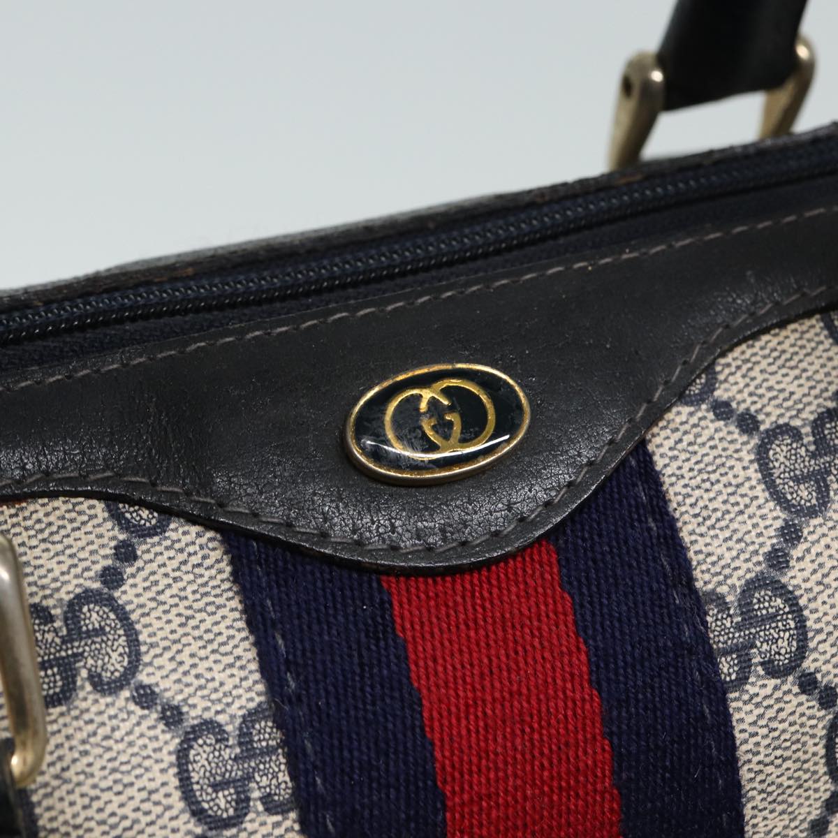 GUCCI GG Canvas Boston Bag PVC Leather Navy 40 3841 Auth 81871