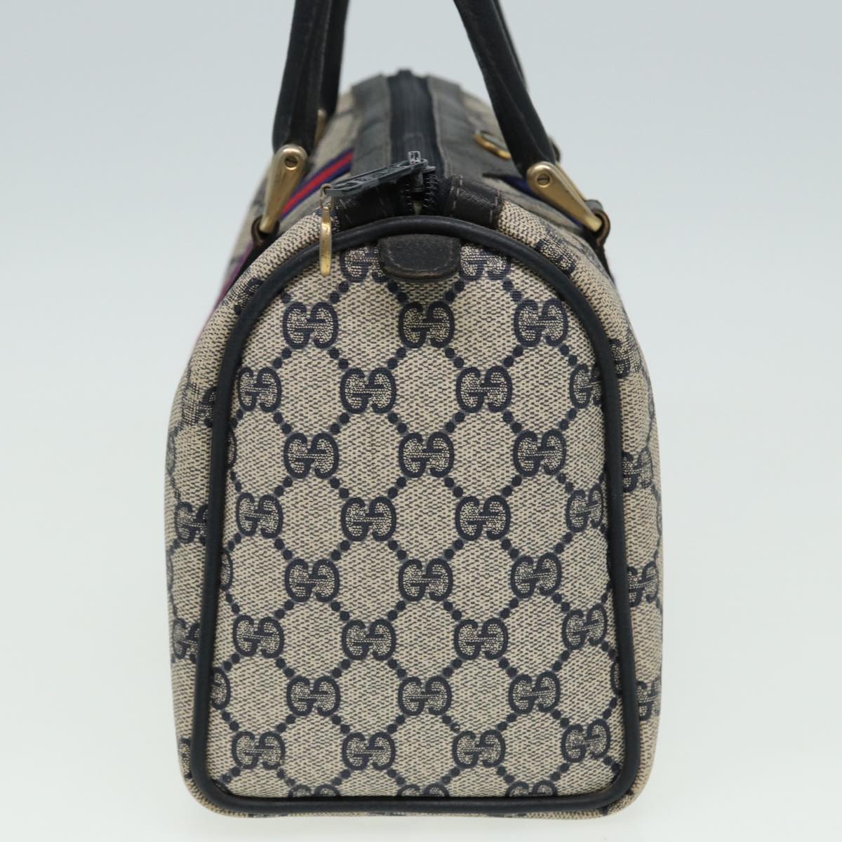 GUCCI GG Canvas Boston Bag PVC Leather Navy 40 3841 Auth 81871