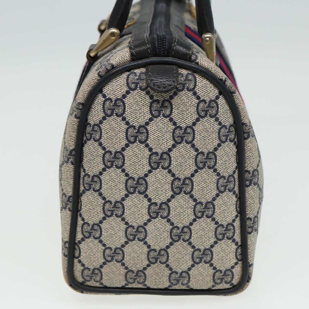 GUCCI GG Canvas Boston Bag PVC Leather Navy 40 3841 Auth 81871