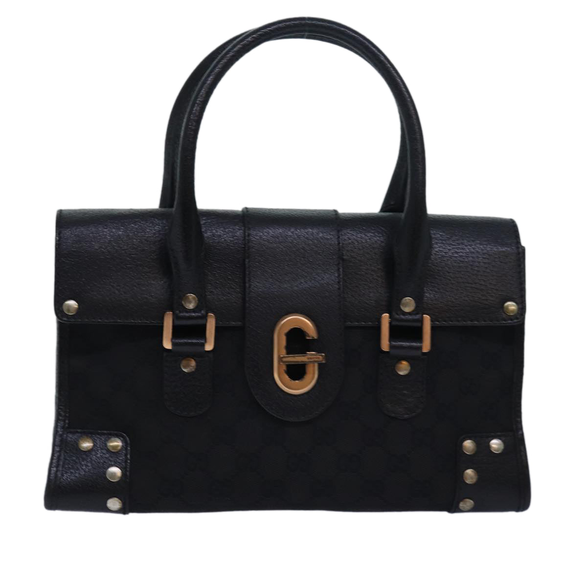 GUCCI GG Canvas Hand Bag Black 124286 Auth 81873