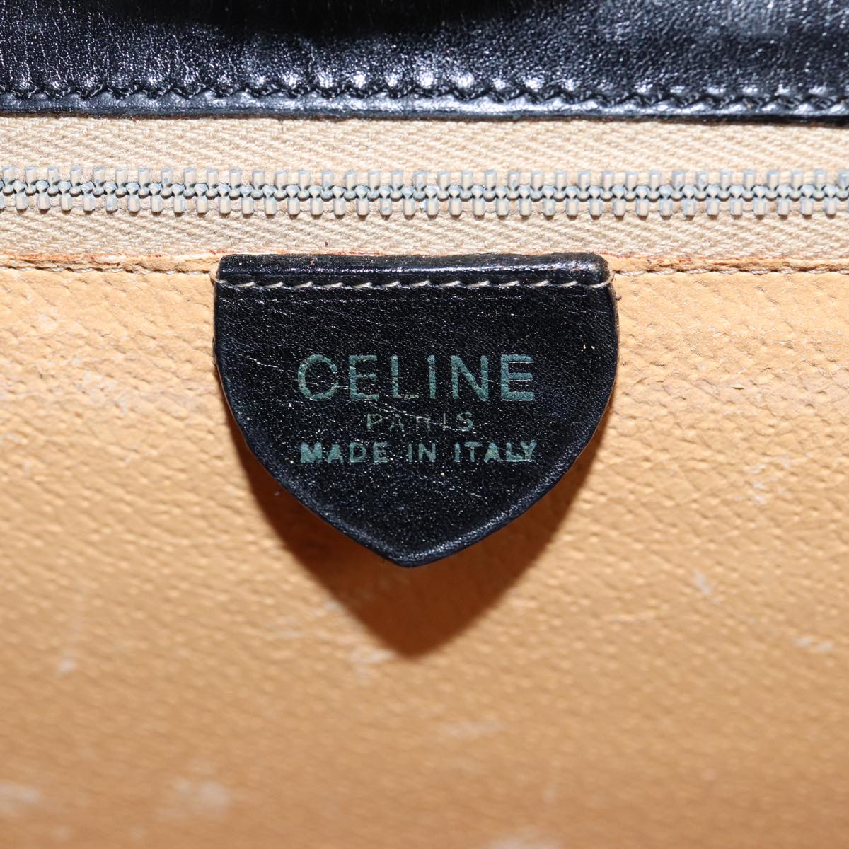 CELINE Hand Bag Leather Black Auth 81877