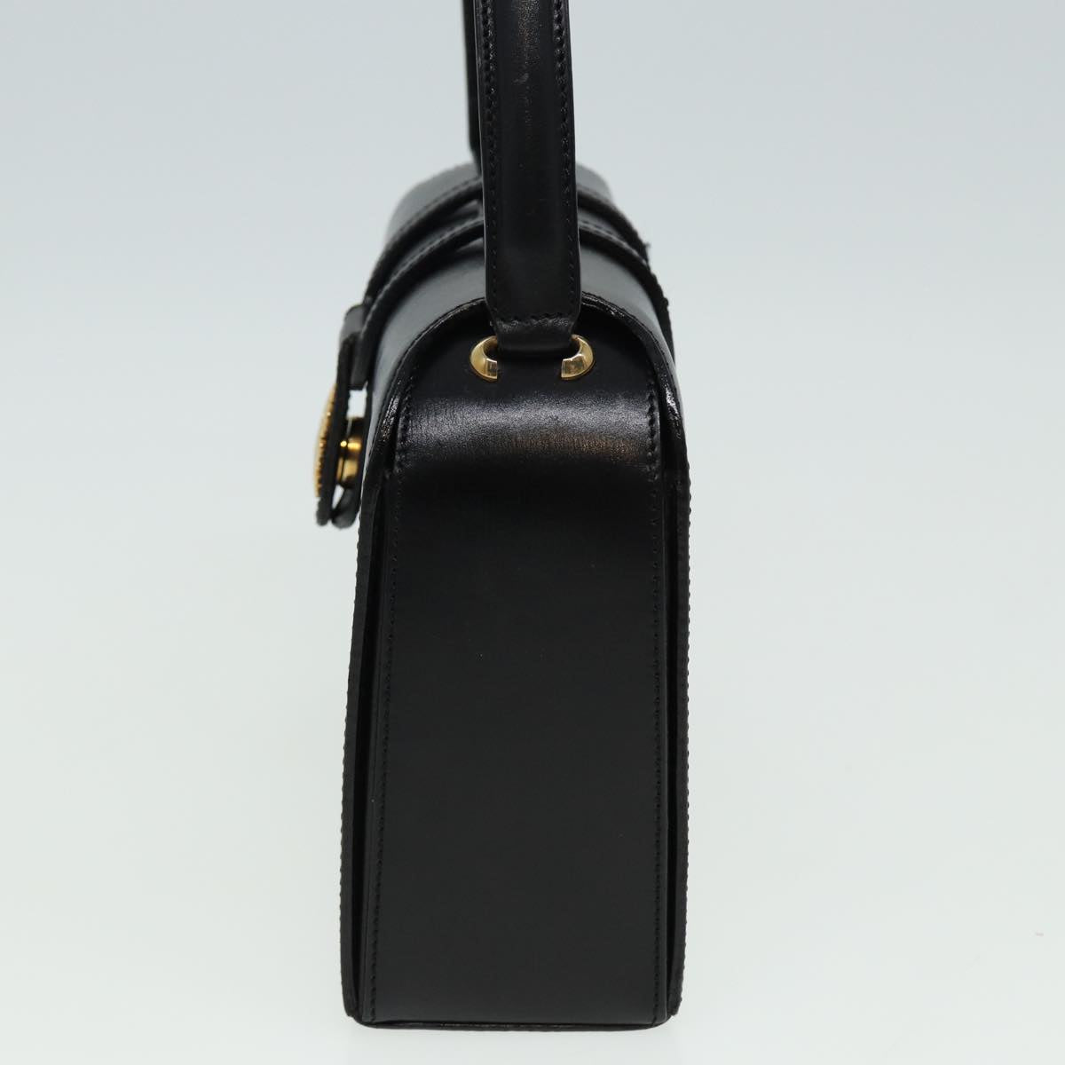 CELINE Hand Bag Leather Black Auth 81877