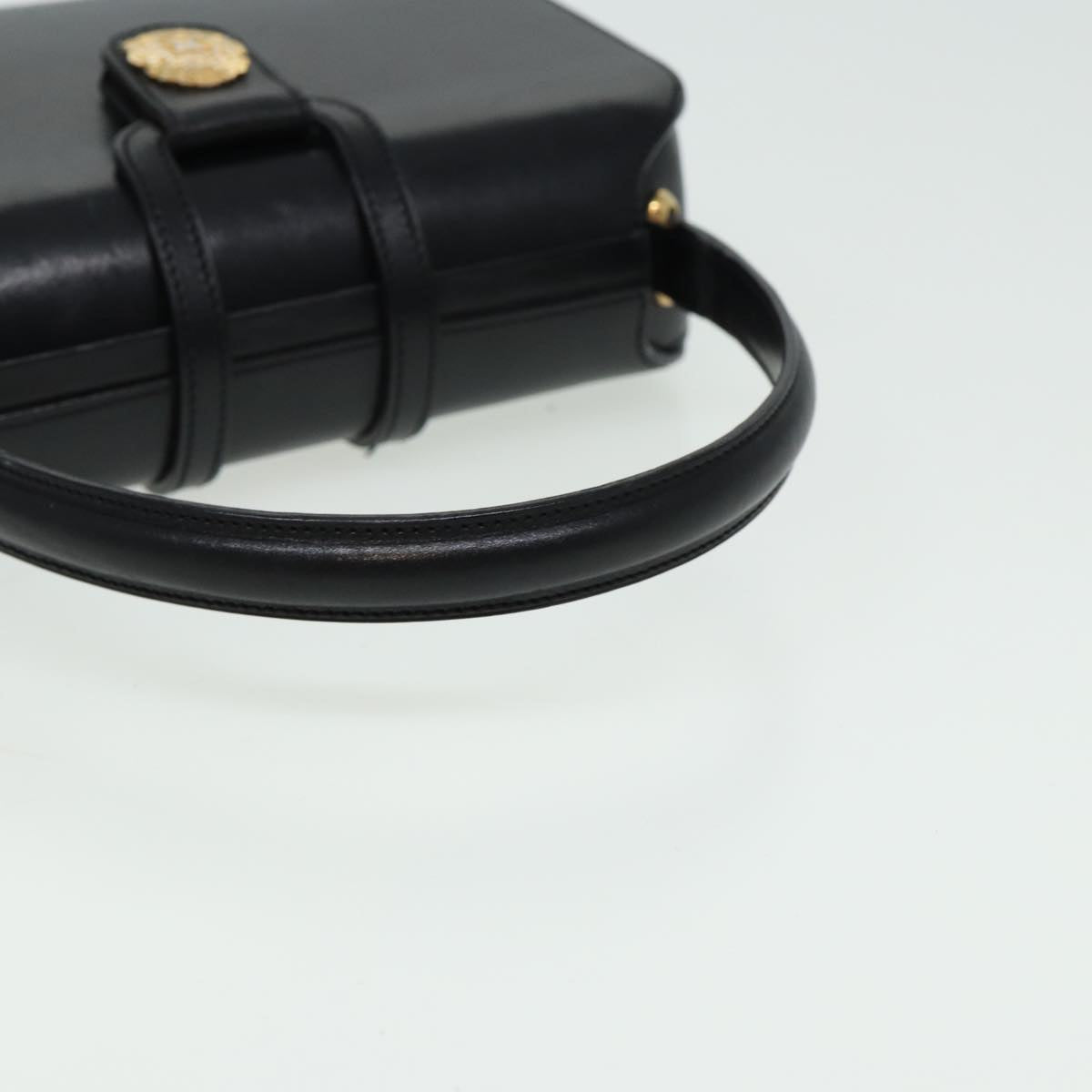 CELINE Hand Bag Leather Black Auth 81877