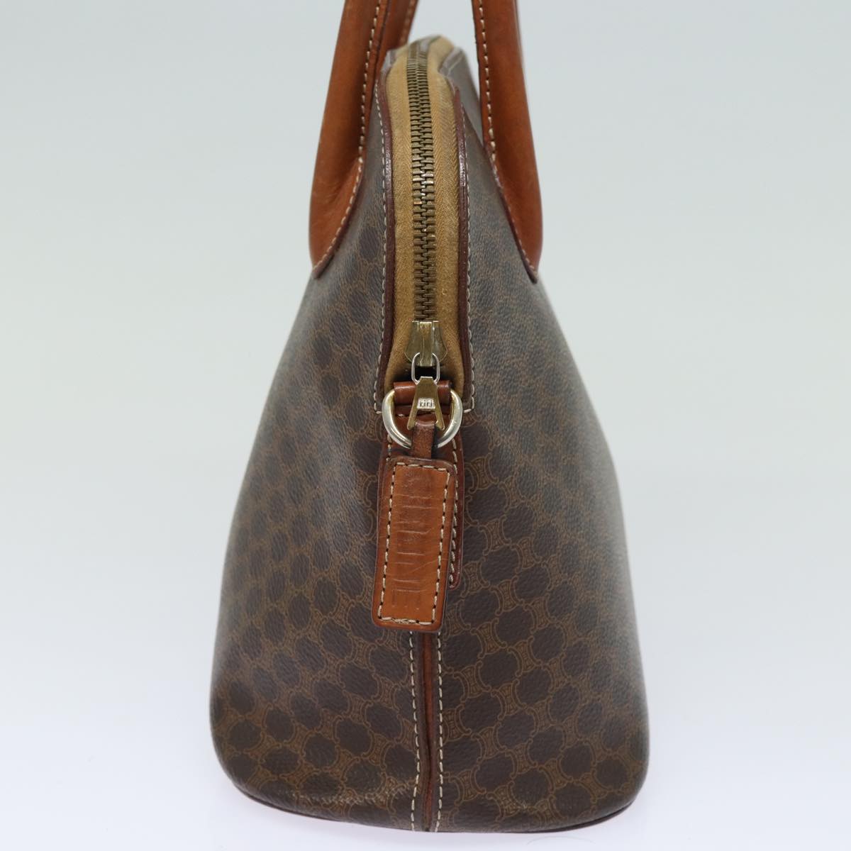 CELINE Macadam Canvas Hand Bag PVC Leather Brown Auth 81889