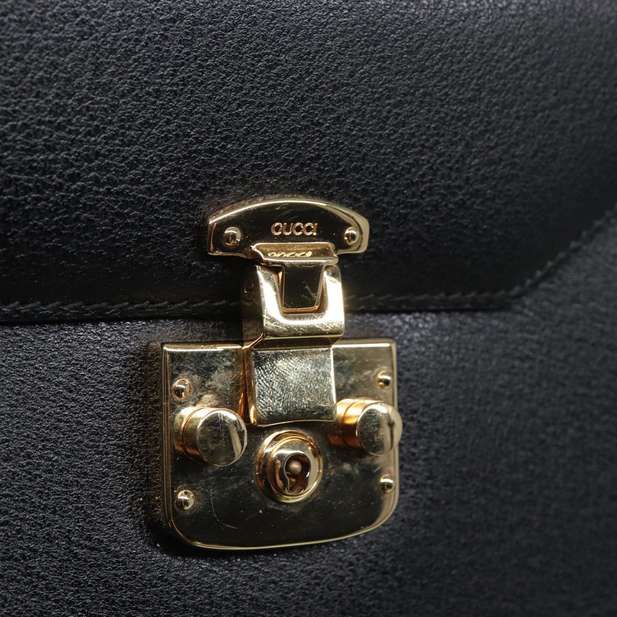 GUCCI Ready Lock Hand Bag Leather 2way Black 000 2026 0258 Auth 81897